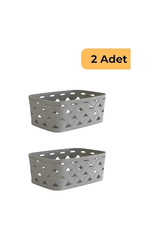 Decobella Deri Desenli Sepet, 2'li Set, Gri Çok Renkli