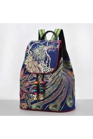 Luckydog Kadınlar İçin İşlemeli Sırt Çantası Vintage Omuz Çantası Kadın Büyük Kapasiteli Üst Saplı Postacı Çantaları Bordo Bordo