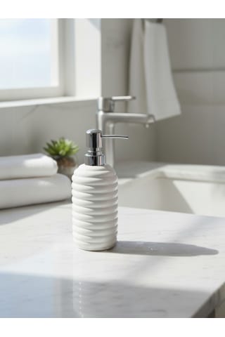 350 Ml Seramik Sıvı Sabunluk Modern Banyo Ve Mutfak İçin Şık Tasarımlı Sıvı Sabun Dispenseri Beyaz