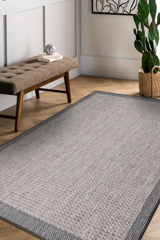 Dekozer Sisaletta Jüt Görünümlü Sisal Dokuma Modern Kilim Tozumaz, Robot Süpürge Uyumlu Gri