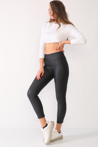 Dar Kalıp Kışlık Şardonlu Siyah Mat Deri Tayt 001