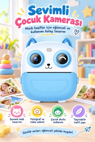 SY S5 Şipşak Baskılı Çocuk Kamera Dijital Fotoğraf Makinesi