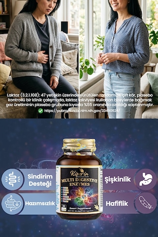 Kiperin Multi Digestive Enzymes Laktoz & Gluten İntolerans | 60 Kapsül