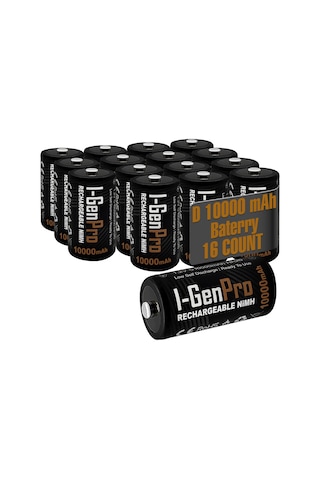 I-gen Pro Hr20 D Büyük Boy 10.000 Mah Şarj Edilebilir D Boy 1.2v Ni-mh Şarjlı Pil 16'lı Paket