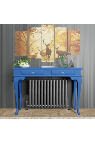 Roys Ahşap 100 Cm Mavi Çekmeceli Petek Üstü Yüksek Dresuar Ahşap