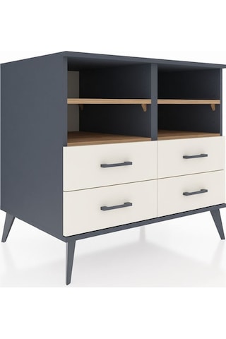 Kronos Şifonyer 4 Raflı 4 Çekmeceli 88x59x80 Antrasit-çam/aytaşı Çam/aytaşı