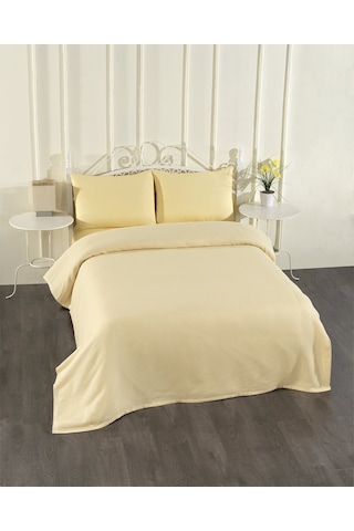 100% Pamuklu Sarı Lastikli Çarşaflı Pike Takımı 200x230
