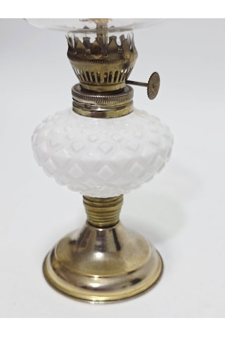 Antika Opal Cam Gaz Lambası 023 Beyaz