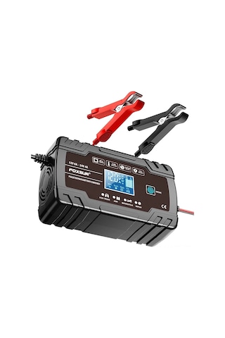 Mufunye Endüstriyel Tarzda 12v 24v Agm Şarj Cihazı - 8a Motosiklet Ve Araç Aküsü İçin Tam Otomatik Şarj Gümüş