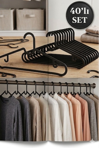 40 Adet Slim Askı Elbise Askısı ,etek Askısı, Pantolon Askısı, Bluz Askısı 40 Adet. Siyah 40 Adet Slim Askı Elbise Askısı ,etek Askısı, Pantolon Askısı, Bluz Askısı 40 Adet. Siyah