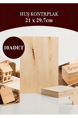 - Huş Kontrplak 10 Adet - A4 21 X 29.7 Cm - 4 Mm Cnc Kesim Lazer Kesim - Yakma - Hobi Seti