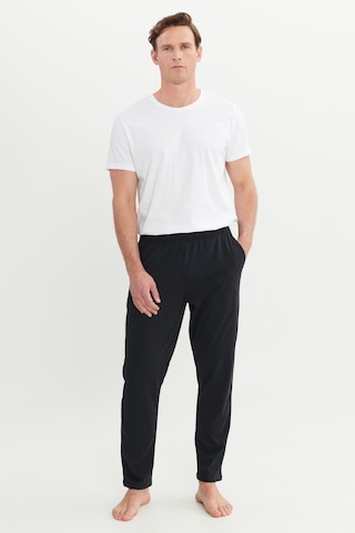 AC&Co / Altınyıldız Classics Erkek Sıyah Pamuklu Standart Fit Normal Kesim Beli Lastikli Cepli Pijama Altı Sıyah Siyah