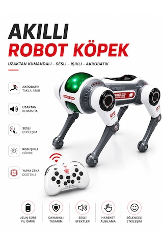 Aı Ses Kontrollü Akıllı Akrobatik Robot Köpek Uzaktan Kumanda Ve Saat Kontrollü Eğlenceli Oyuncak