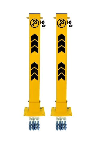 Kilitli Otopark Direği 75 cm, Park Bariyeri 2li Set-2452 - Sarı