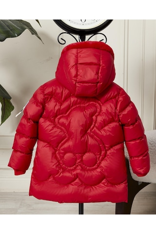 Benitto Kids Kız Bebek Kapüşonlu Fermuarlı Şişme Mont 51351 Kırmızı