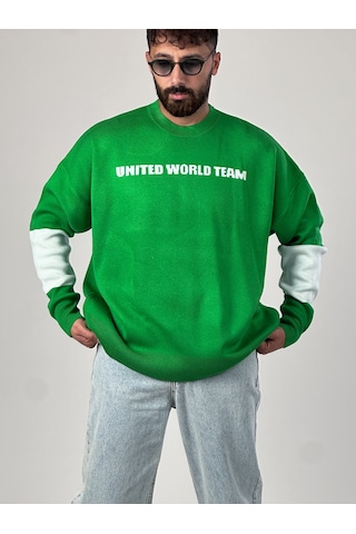 Cocopelli Oversize Yeşil New York Erkek Triko Sweat Coc1044 Yeşil