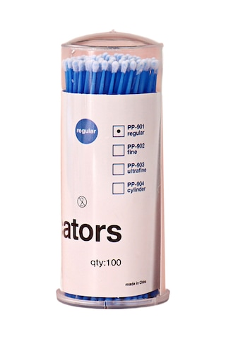 Qingmipy Mavi Kutu 100 Adet Mikro Fırça Diş Temizleme, Maskara & Göz Brows Temizlik Q-tips - Plastiği Malzeme