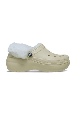 Crocs Classic Platform Fuzz Lined Clog Bone Terlik 212854 2y2 Bej