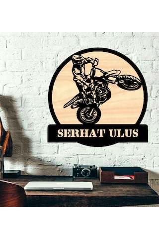 Kişiye Özel Cross Motocross Temalı Ahşap Duvar Tablo