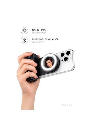 Manyetik Telefon Tutucu Selfie Işığı Bluetooth Kumandalı Tiktok Instagram Çekim Aparatı