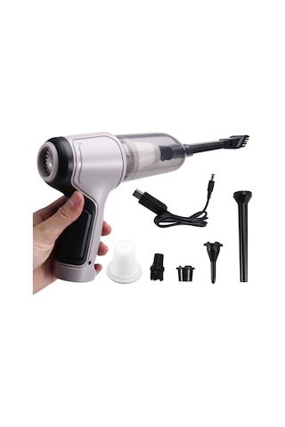 Crackedice Mini El Tipi Elektrikli Süpürge Kablosuz Araba Elektrikli Süpürgesi Taşınabilir Gri