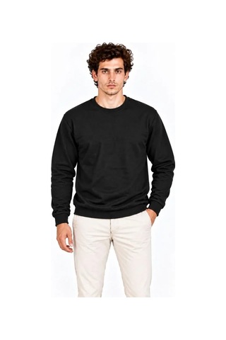 Suma Erkek 2li Bisiklet Yaka İçi Şardonlu 2 İplik Düz Uzun Kollu Regular Fit Sweatshirt - Siyah - Gri Çok Renkli