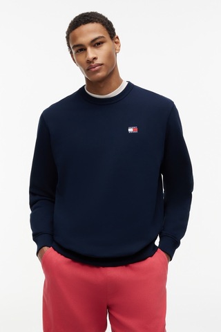 Tommy Hilfiger Tjm Reg Badge Crew Htr Erkek Mavi Sweatshirt - Dm0dm21921