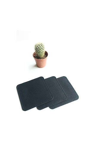 Coaster Kare Bardak Altlığı Vegan Deri Siyah