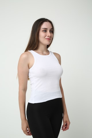 Vanschendel Kadın Beyaz Fitilli Halter Yaka Örme Atlet - Günlük Kullanım Için Rahat Ve Şık Üst