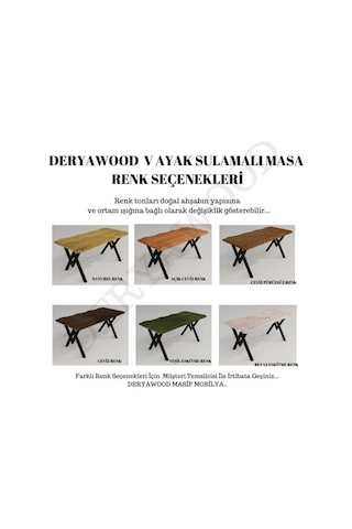 Masif Ahşap Laurus Sulamalı Mutfak Masası Beyaz Ayak 85 x 200 x 76cm