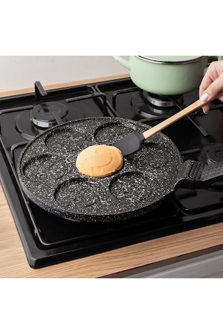Lines Granit Pankek Emoji Smile Döküm Tava Bakalit Kulp 27 Cm