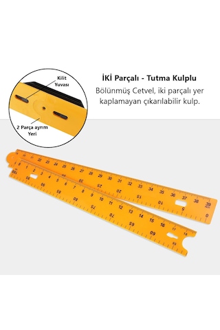 2 Parçalı Plastik Tutma Saplı Cm/inch 1.metre Manifatura Cetveli