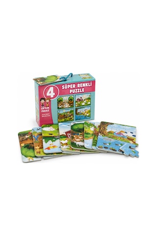 Northcity 3222 Çiftlik Süper Renkli Puzzle 4lü Bx Standart
