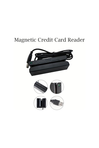 Elmpaly 1 Adet Manyetik Şeritli Kart Okuyucu - Usb Hico Loco 3 Track Sürücüsüz Kredi Kartı Okuyucu Klavye Emülasyonu