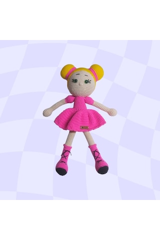 Örme Pembe Bebek Amigurumi Organik Oyuncak-uyku Arkadaşı