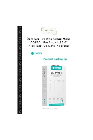 Özel Seri Destek Cihaz Masa Coteci Macbook Usb-c Hızlı Şarj Ve Data Kablosu