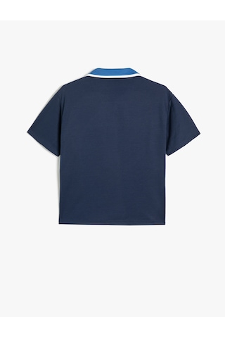 Koton Oversize Polo Yaka Tişört Spor Temalı Kısa Kollu Baskılı Lacivert 4skb10733tk Lacivert
