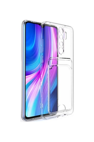 Xiaomi Redmi Note 8 Pro Kılıf Kartlıklı Şeffaf Zore Setra Clear S Renksiz