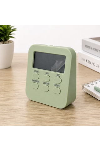 Yeşil Öğrenci Masaüstü Dijital Timer Alarmlı Geri Sayım, Kronometre Ve Saat Modu Büyük Lcd Ekran Manyetik Zamanlayıcı-dol288