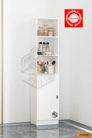 Mdf Tek Kapaklı Ve Açık Raflı Çok Amaçlı Mutfak Dolabı/kavanozluk