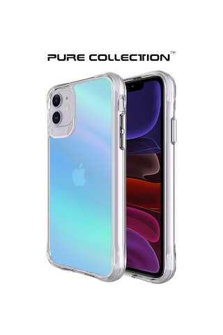 Bix Apple Uyumlu iPhone 11 Pure Rainbow Renk Geçişli Şeffaf Kılıf Çizilmeye Dayanıklı Darbe Emici Parmak İzi Önleyici Mavi
