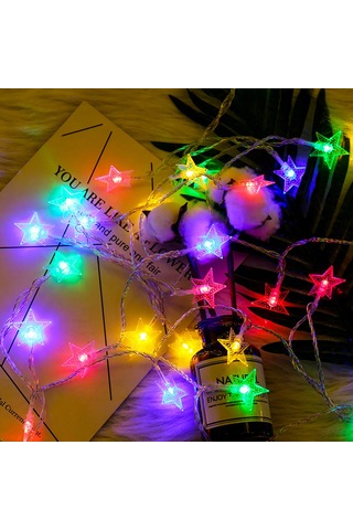 Suofeng Usb Işık Zinciri 10m 80 Işık Renkli Yıldız, Ev Bahçe Kamp Dekorasyonu, Sürekli Açık, Esnek Kablolu