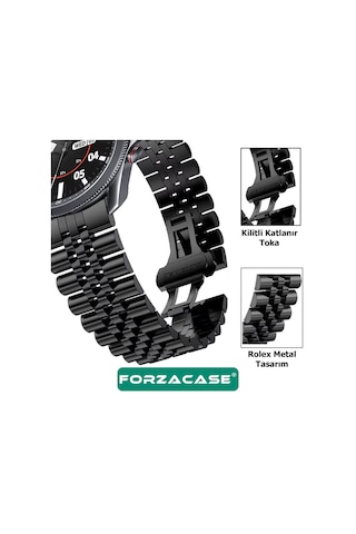 Forzacase Samsung Galaxy Watch 42mm İle Uyumlu Rolex Tasarım Metal Kordon Kayış - Fc926
