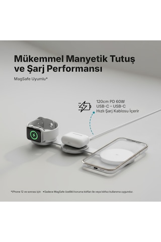 Ttec AirCharger Trio Pro Qi2 MagSafe 15 W iPhone - Android 3’ü 1 Arada Katlanabilir Kablosuz Hızlı Şarj Pedi