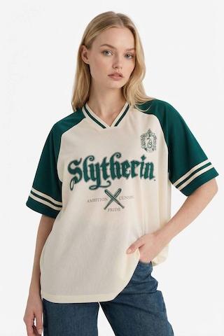 Defacto Harry Potter Oversıze Polo Yaka Baskılı Kısa Kollu Tişört G0832ax26spwt32 Beyaz-wt32