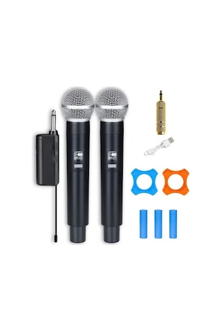 Çift Elçik Profesyonel Kablosuz Mikrofon Taşınabilir Mini Alıcı Için 6.35mm Jak