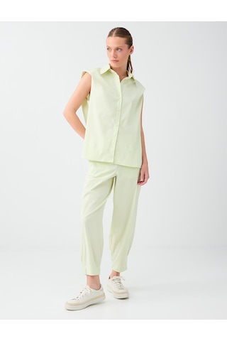 Jimmy Key Jimmy Key Mint Yeşili Beli Lastikli Pamuk Karışımlı Poplin Pantolon 6sw187657332