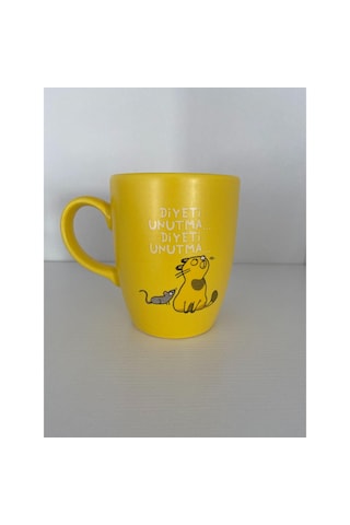 Diyeti Unutma Kupa Bardak Sarı Renk Çok Renkli