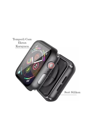 Apple Watch Uyumlu Se 1.2.3.4.5.6 Nesil 40 Mm M/l Beden Gece Mavi Silikon Kordon+kasa Koruyucu