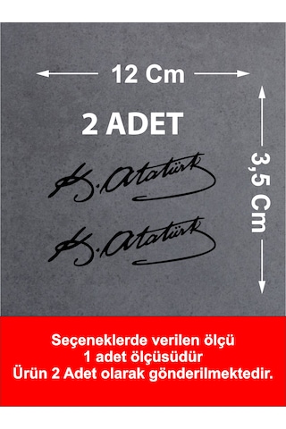 Mustafa Kemal Atatürk İmza 2 Adet Sticker - Araba Oto Motosiklet Karavan Sticker - 00016 12x3,5 Cm